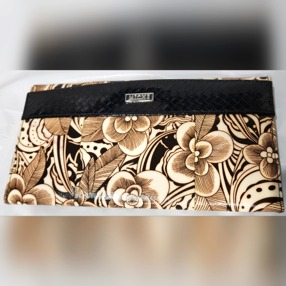 Miche Leila shell cover floral print faux leather trim detail